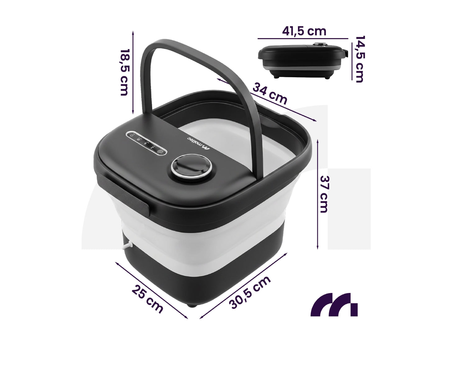 Aparat pentru picioare cu hidromasaj PRO-Hydro500WS, role de incalzire, temporizator, pliabil, 500 W, MalTec 114811
