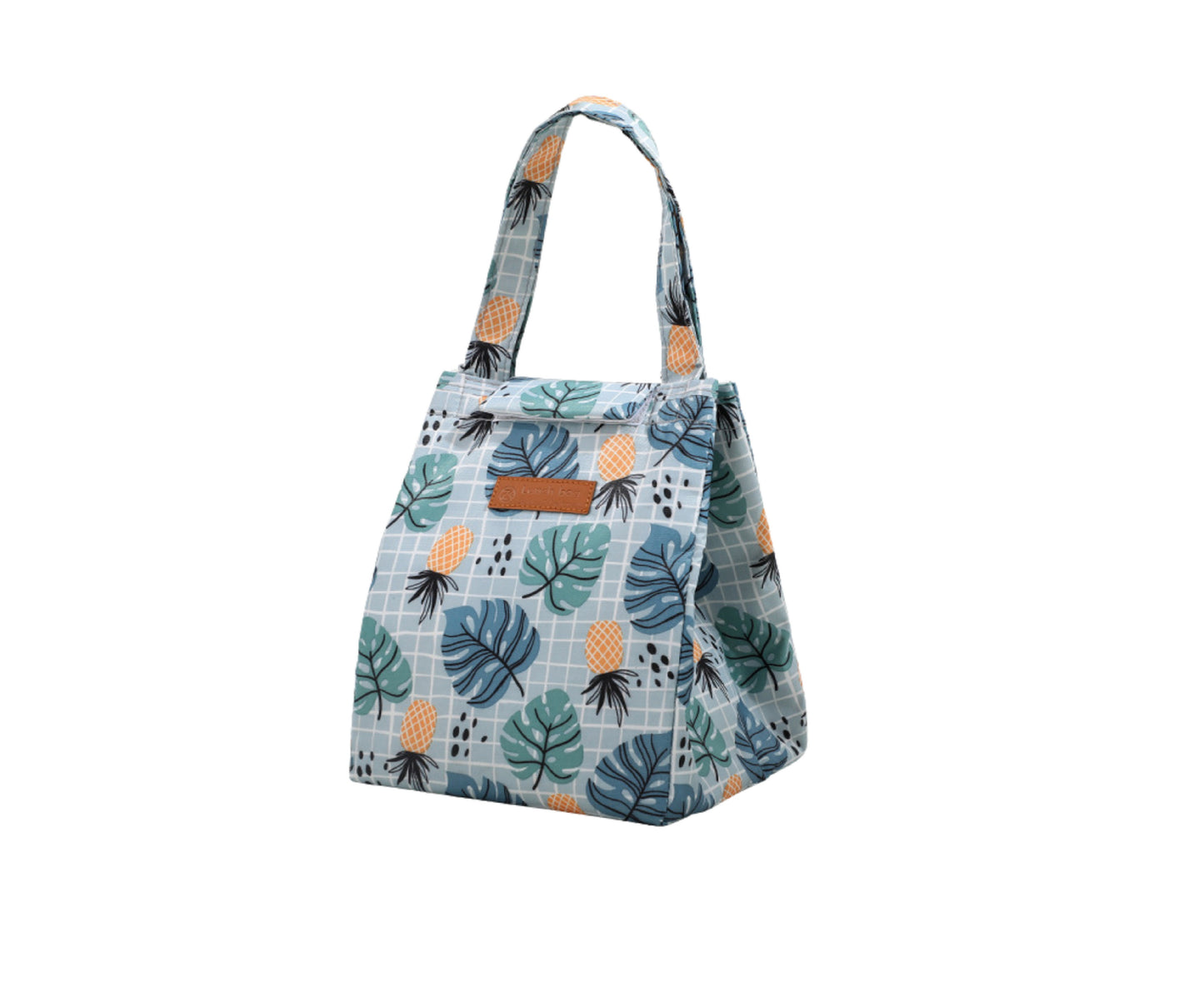 Geanta termoizolanta pentru pranz, model cu frunze si ananas, 25 cm, Lean 21578