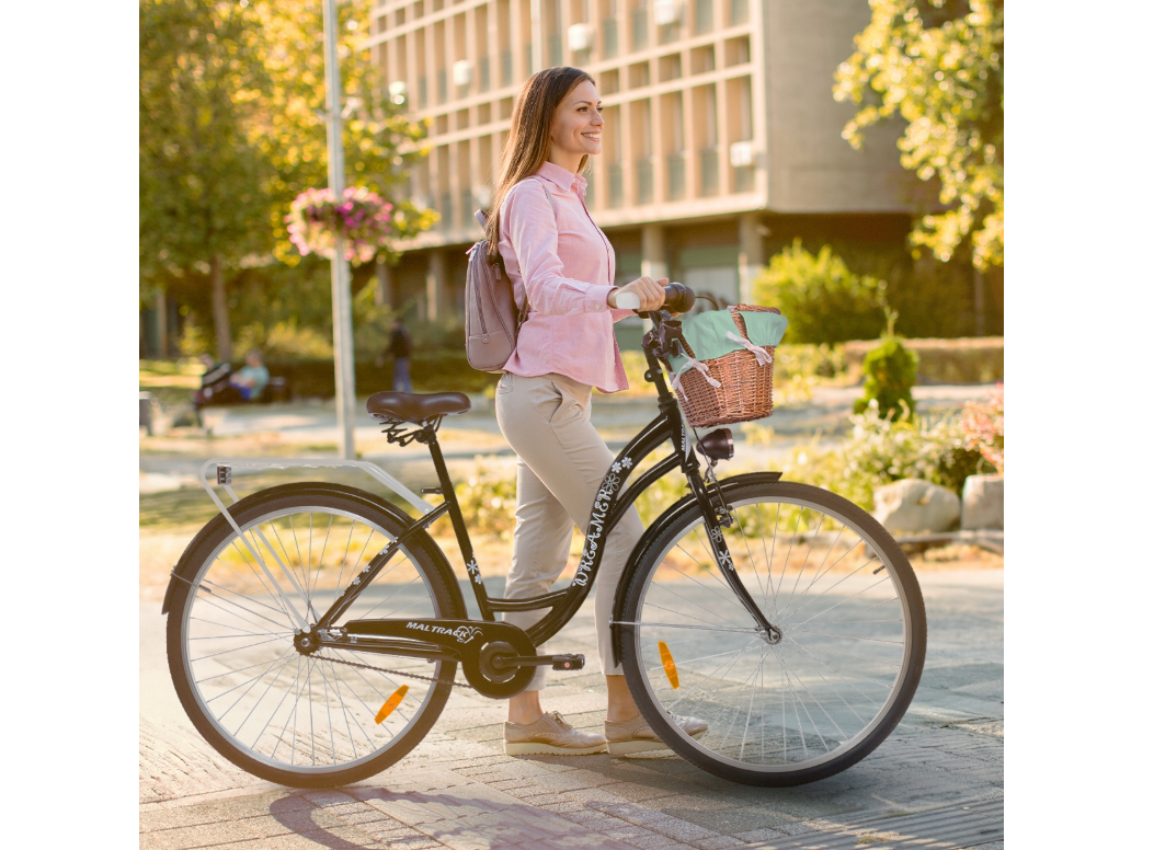 Bicicleta de oras cu cadru de otel 18", diametru roti 28", negru, capacitate maxima 120 kg, MalTrack 110966