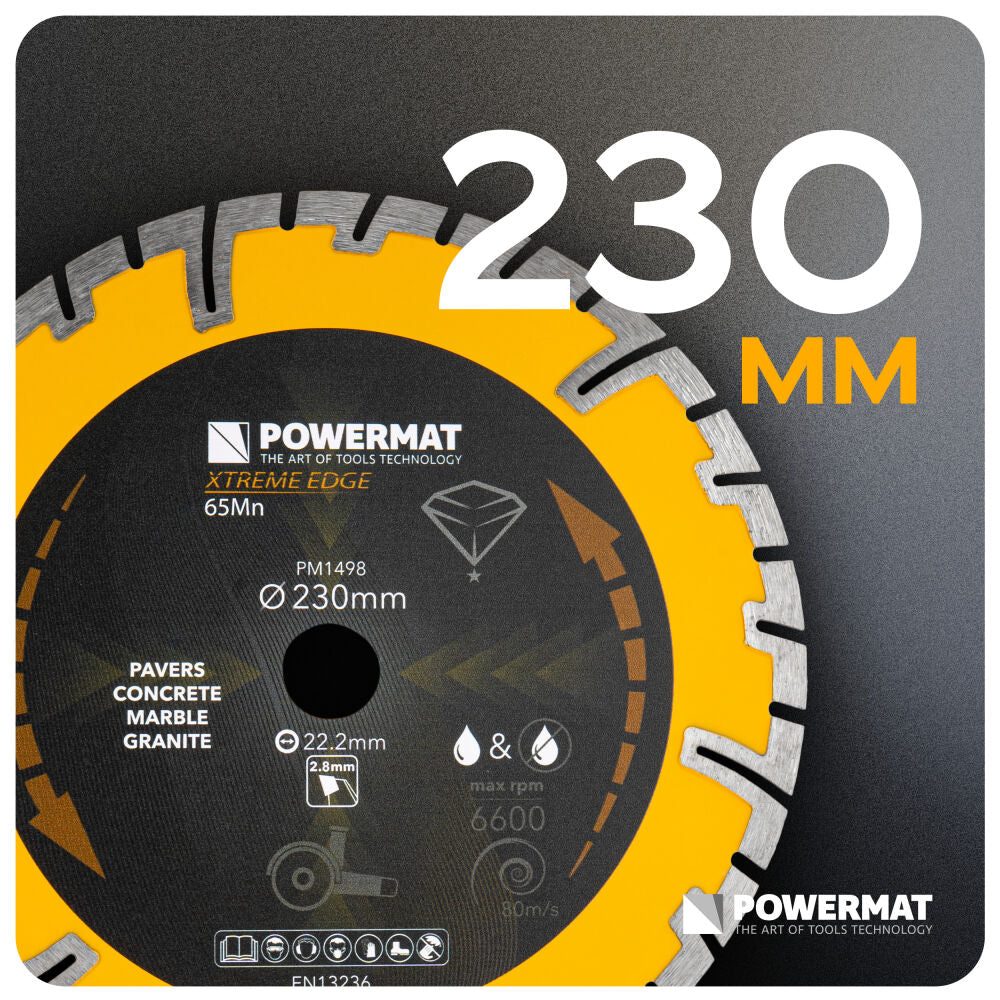 Disc diamantat segmentat PM-TDCS-2303T, 230 mm, Powermat PM1498