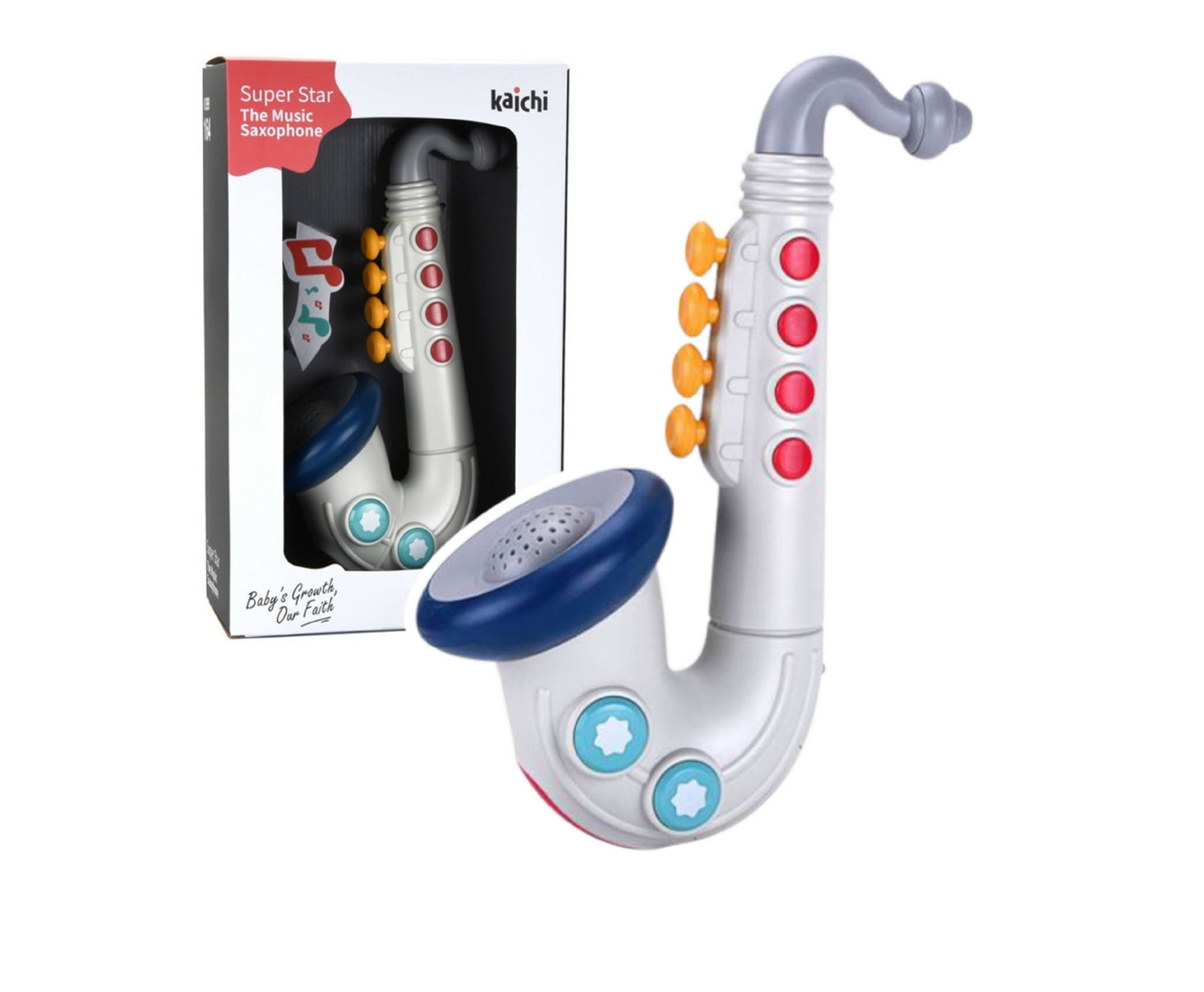 Saxofon interactiv muzical pentru copii, alb, Lean 24710