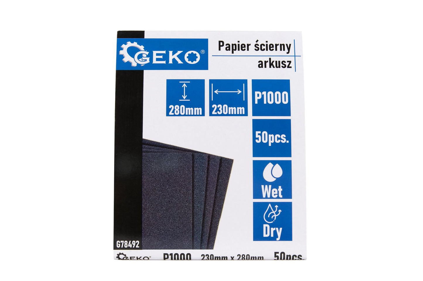 Set hartie abraziva pe baza de apa, 230 x 280 mm, P1000, 50 bucati, Geko G78492