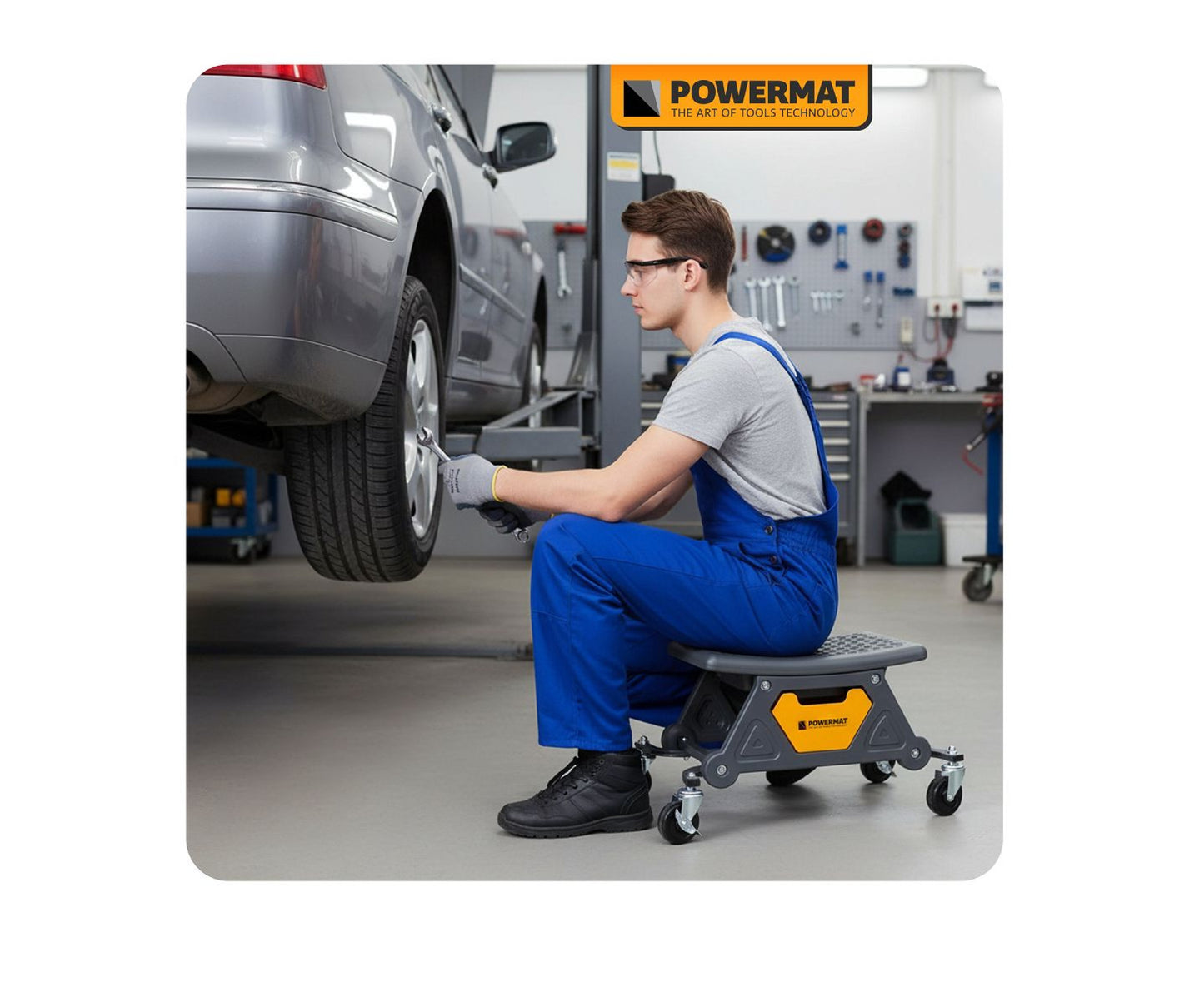 Scaun pentru atelier PM-SWA-200T, 46 × 25,5 cm, Powermat PM1454