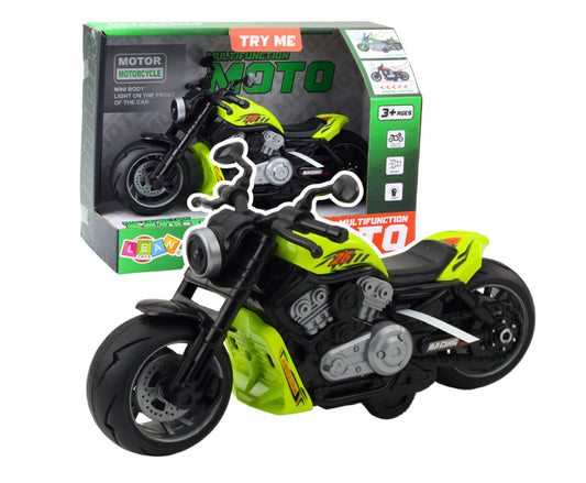 Motocicleta de jucarie cu efecte sonore si luminoase, 22.5 x 12.5 x 11 cm, verde, Lean 24210