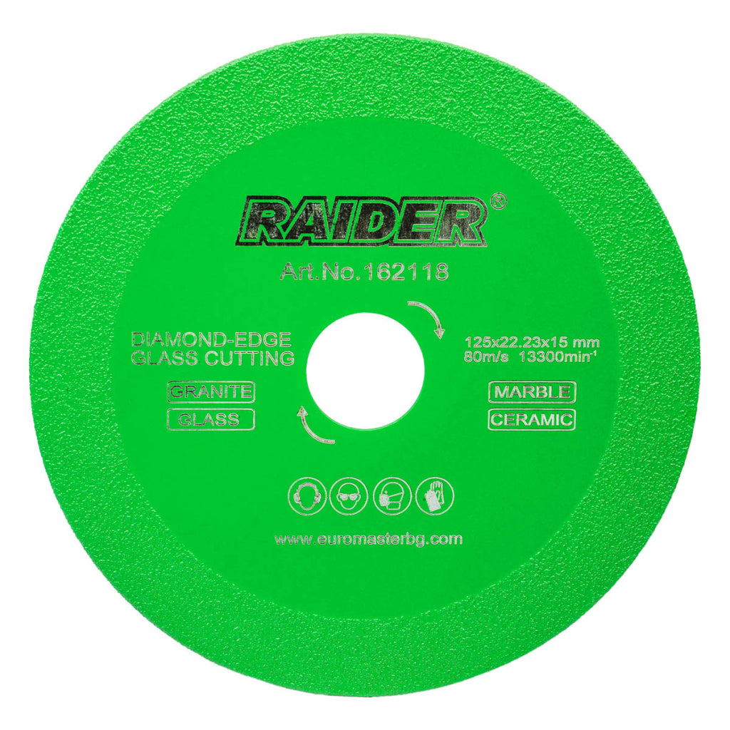 Disc diamantat pentru sticla, 125 x 22,23 x 15mm, Raider 162118
