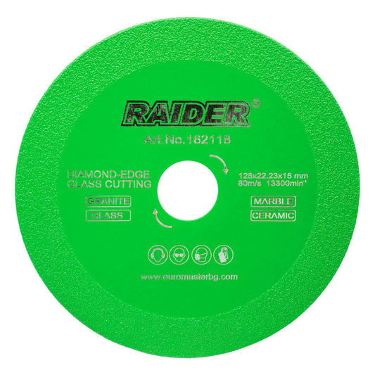 Disc diamantat pentru sticla, 125 x 22,23 x 15mm, Raider 162118