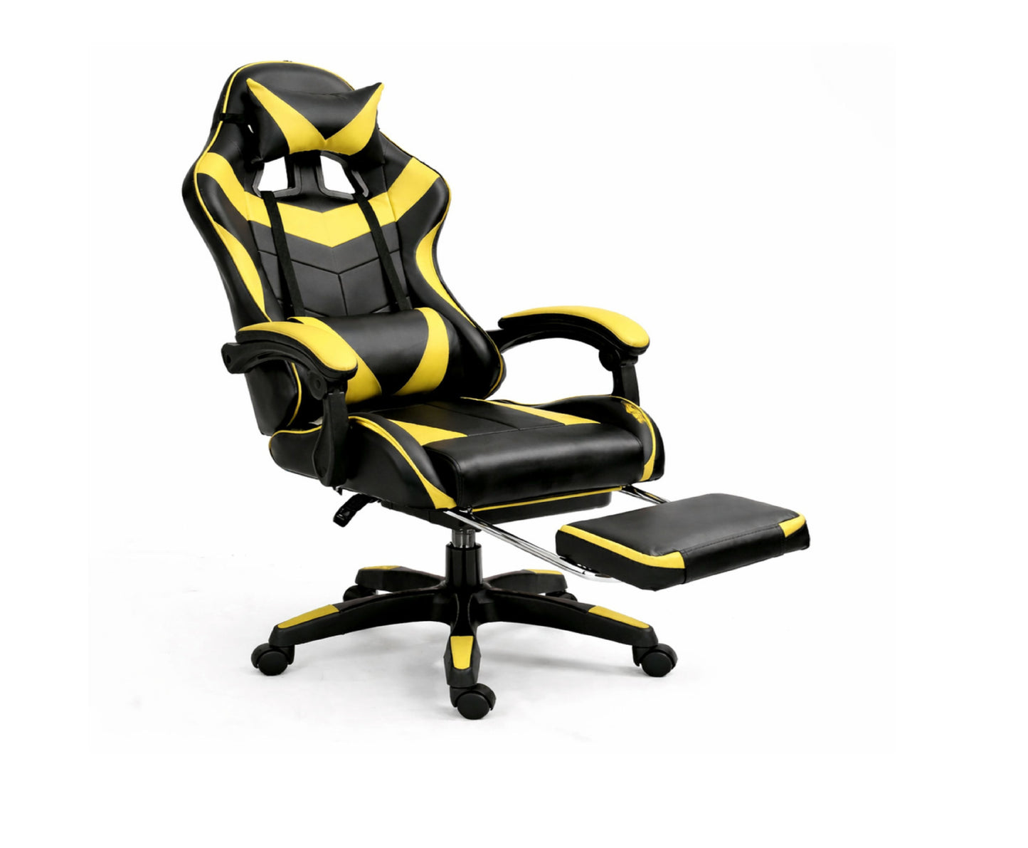 Scaun pentru gaming rotativ cu suport pentru picioare, negru / galben, Lean 30557