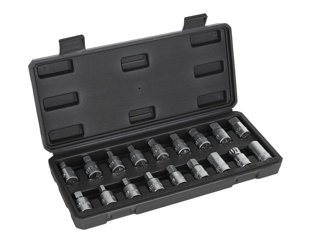 Set chei tubulare pentru buson baie de ulei, 3/8", 18 piese, Geko G02711A