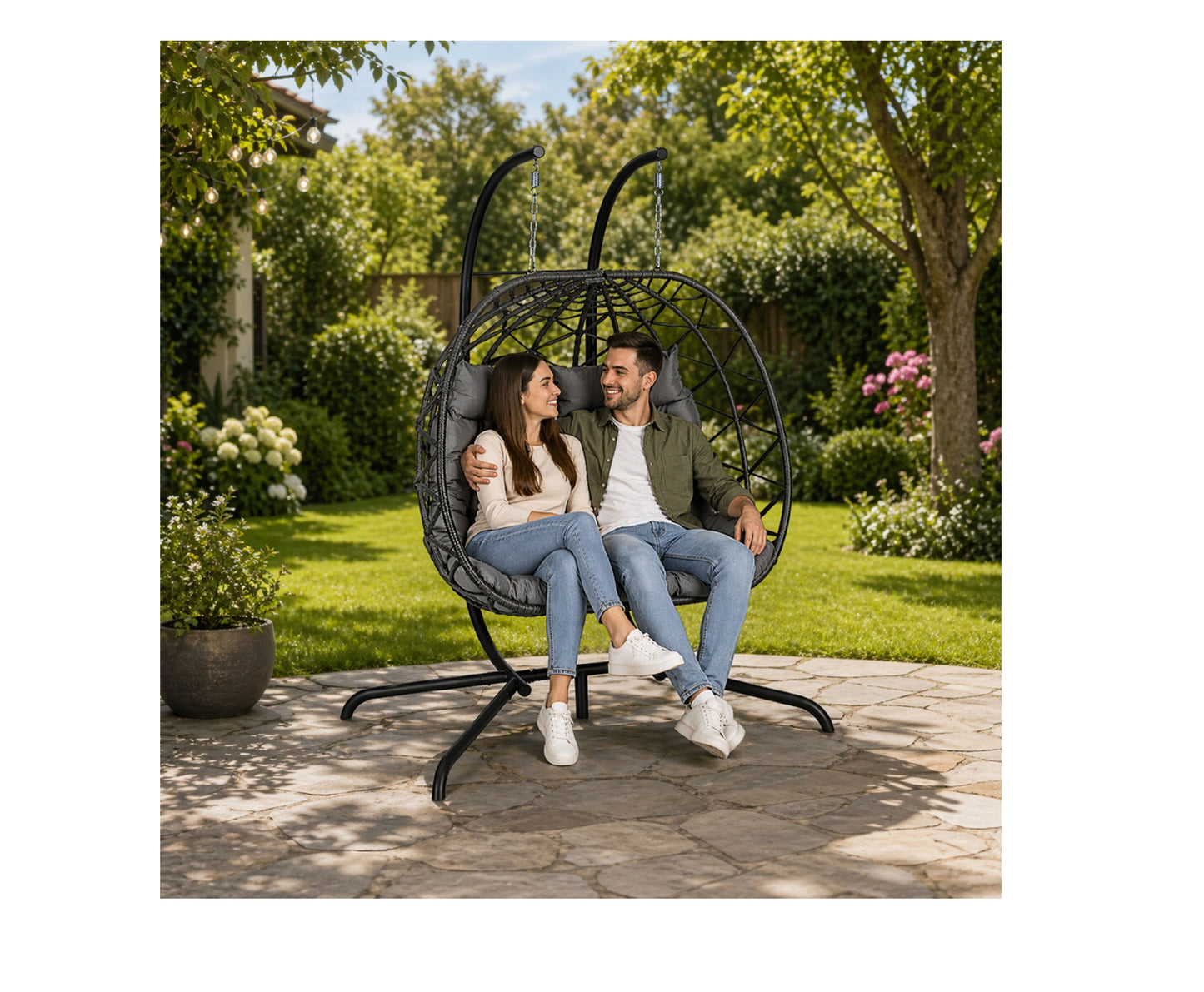 Leagan balansoar suspendat cu 2 locuri Cocoon, negru, Lean 30647