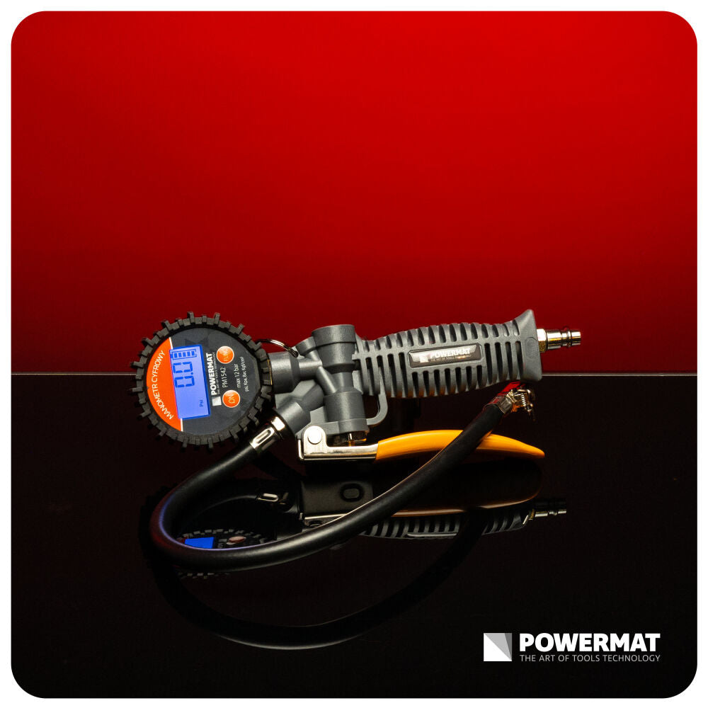 Pistol de umflat cu manometru cu afisaj LCD PM-PDPM-1T, 60 mm, Powermat PM1542