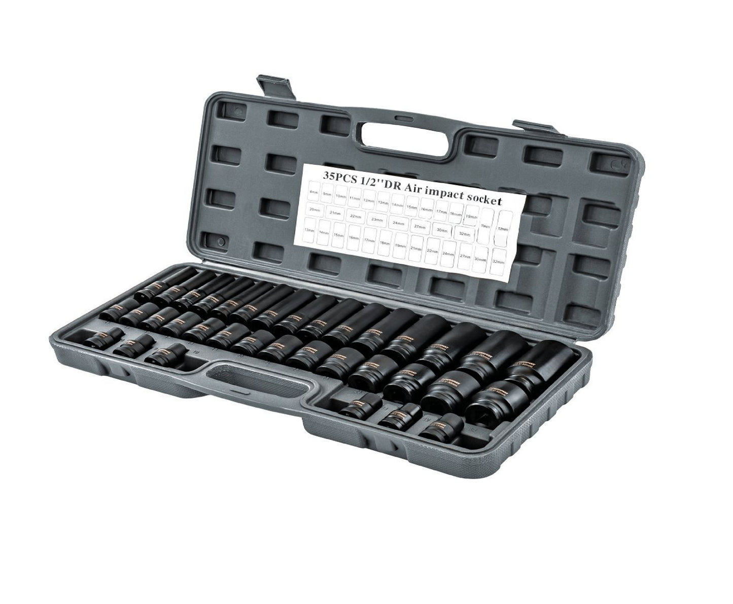 Set chei tubulare de impact PM-ZNU-832, 8-32 mm, 1 / 2", 35 bucati, Powermat PM1380