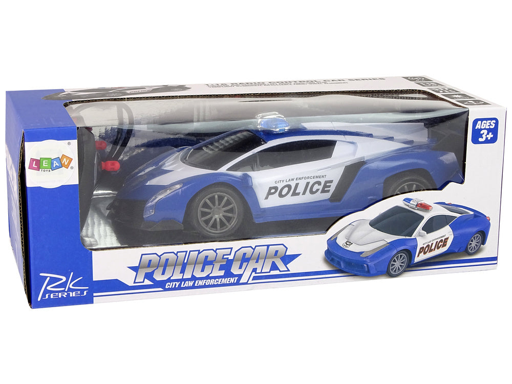 Set masinuta de politie cu telecomanda, albastru / alb / negru, Lean 12101