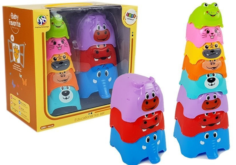 Jucarie interactiva bebe turn cu animale, multicolor, 24 x 23 x 15 cm, Lean 7164