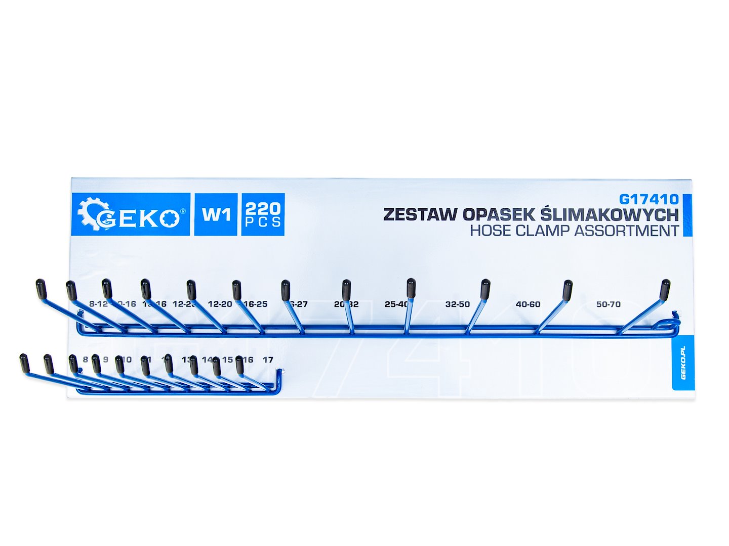 Set cleme tip melc cu suport, 220 bucati, Geko G17410