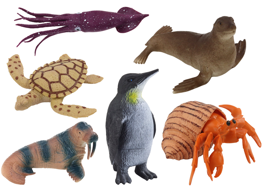 Set figurine animale marine cu plante, 8 elemente, 30 x 25 x 7 cm, Lean 17914