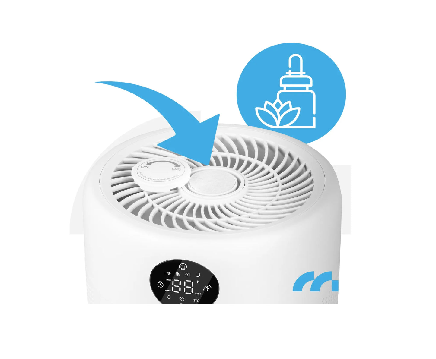 Umidificator de aer cu functie de ionizare, difuzor de aromaterapie si telecomanda, temporizator, 400 ml / h, 8 W, MalTec 113477