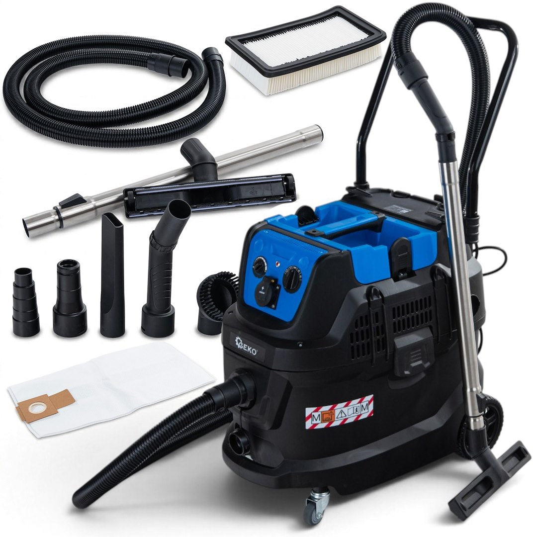 Aspirator industrial pentru gips, 1600 W,  curatare automata a filtrului, rezervor 40 l, Geko G81083