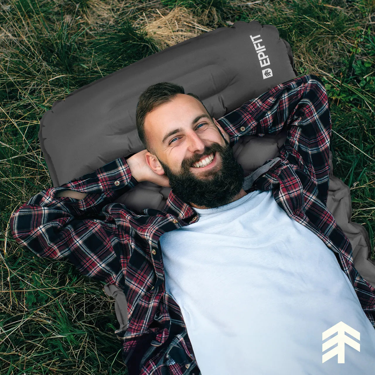 Saltea autogonflabila pentru camping, 190 x 60 x 5 cm, gri, MalTec 112760