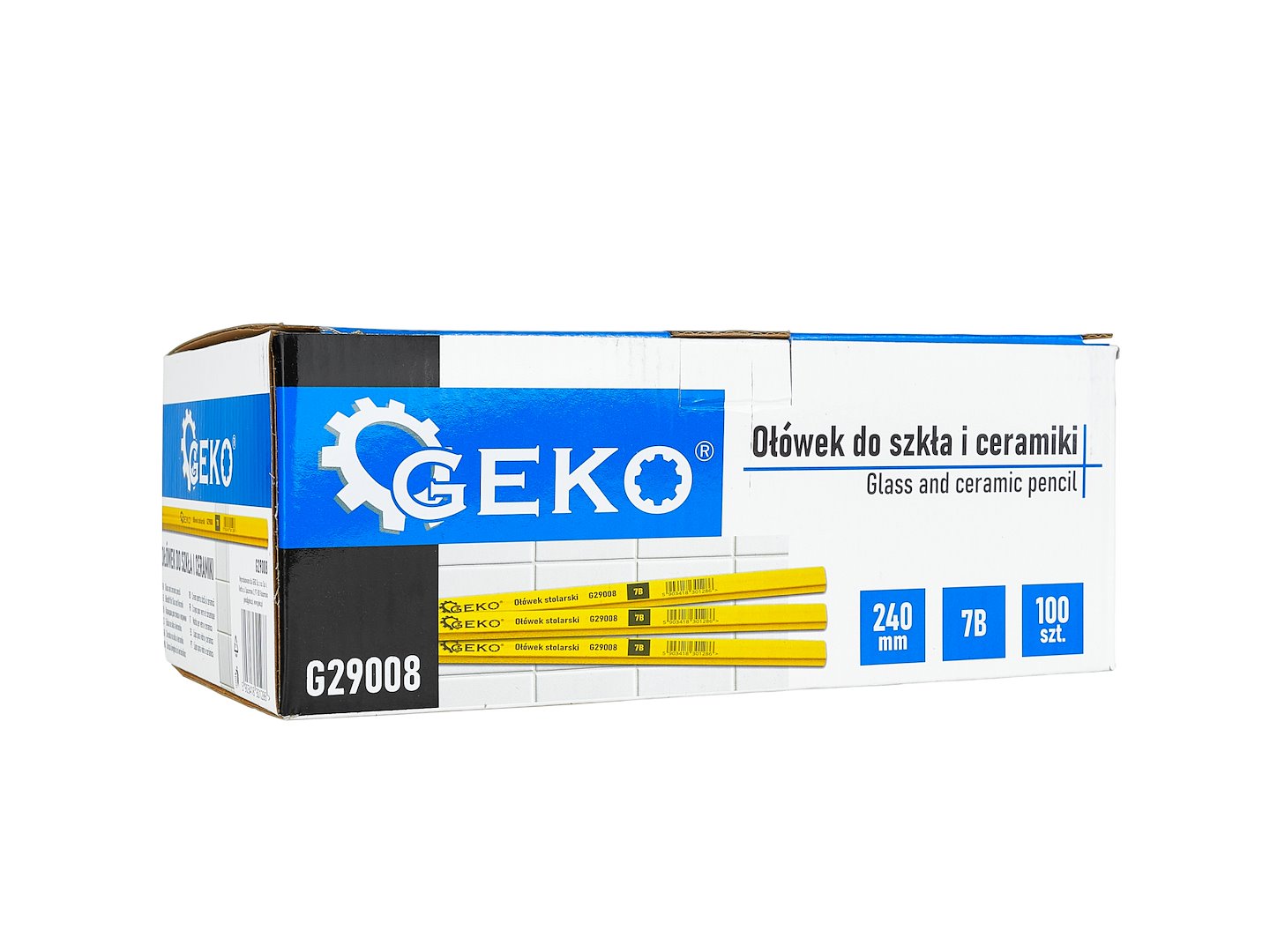 Set creioane de tamplarie pentru sticla si ceramica, 7B, 240 mm, 100 bucati, Geko G29008