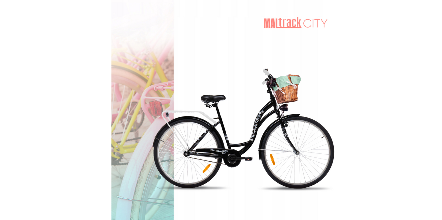 Bicicleta de oras cu cadru de otel 18", diametru roti 28", negru, capacitate maxima 120 kg, MalTrack 110966