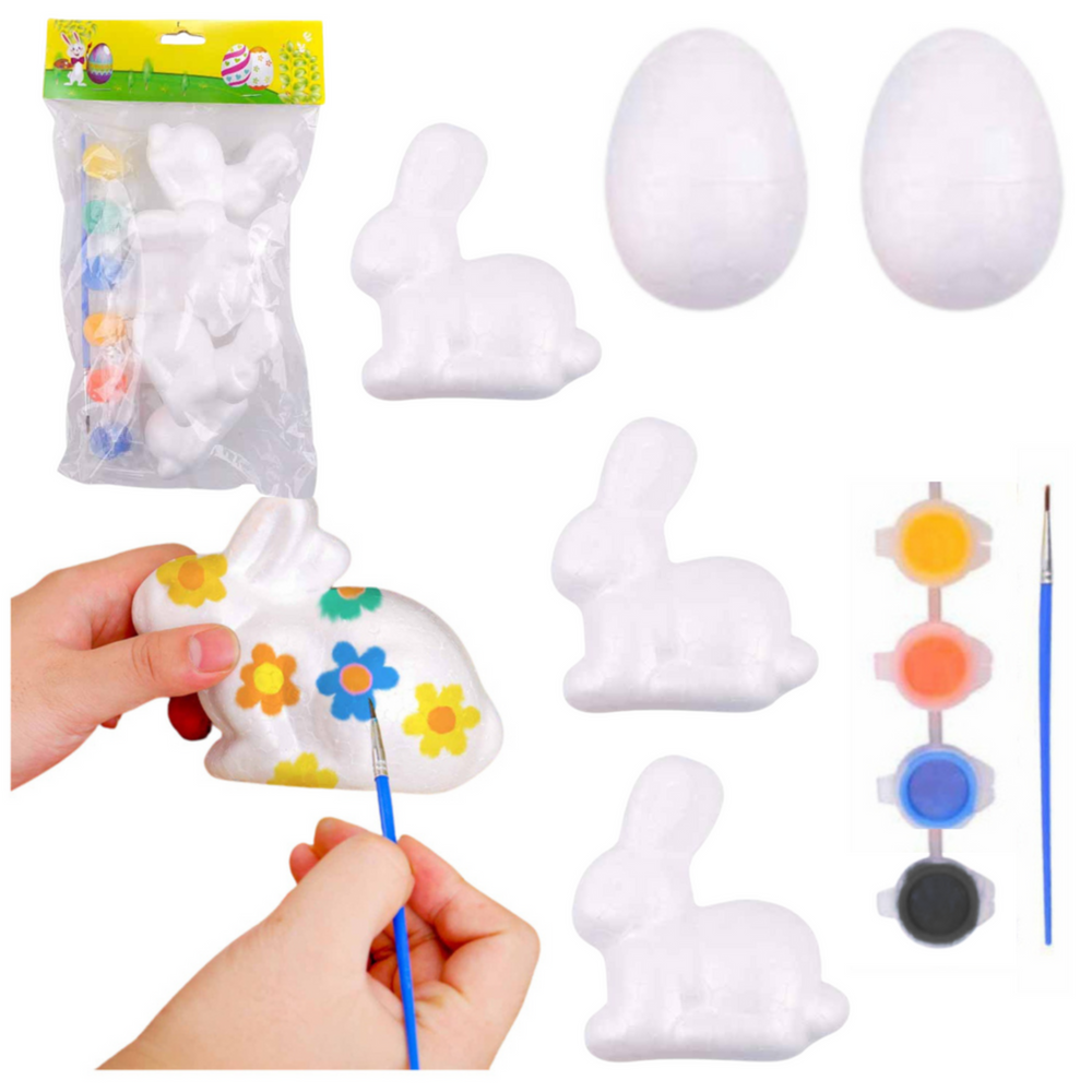 Set pictura oua si iepurasi polistiren, 5 piese, multicolor, 7 x 6 cm, Lean 21352