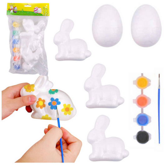 Set pictura oua si iepurasi polistiren, 5 piese, multicolor, 7 x 6 cm, Lean 21352