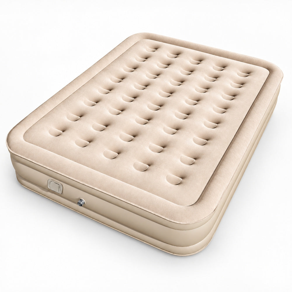 Saltea gonflabila Honeycomb 3D Air Coloumn, pompa electrica detasabila USB-C, bej, 198 x 152 cm, Lean 32006