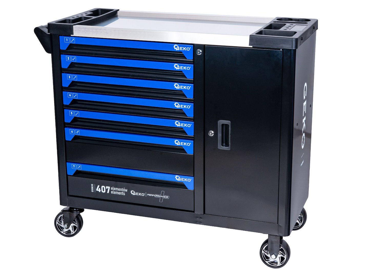 Dulap cu scule pentru atelier, 7 sertare, 407 bucati, Geko G10835