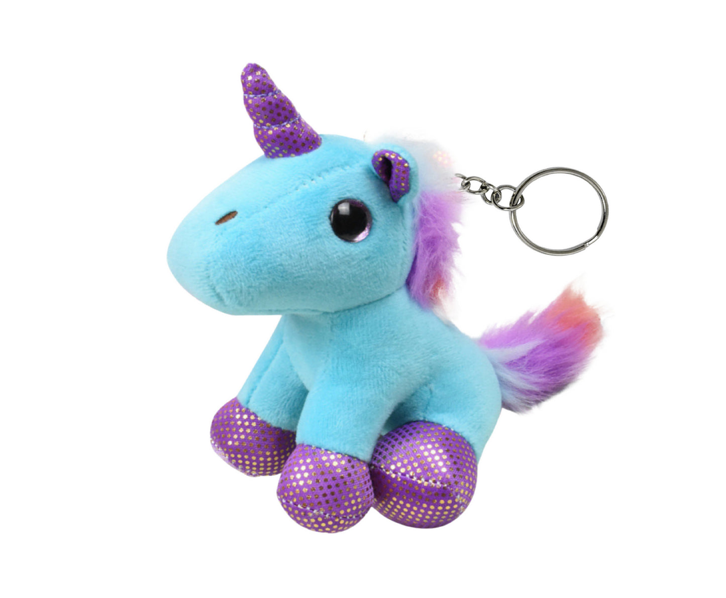 Breloc unicorn plusat, albastru / violet, 12 x 10 x 6 cm, Lean 22501