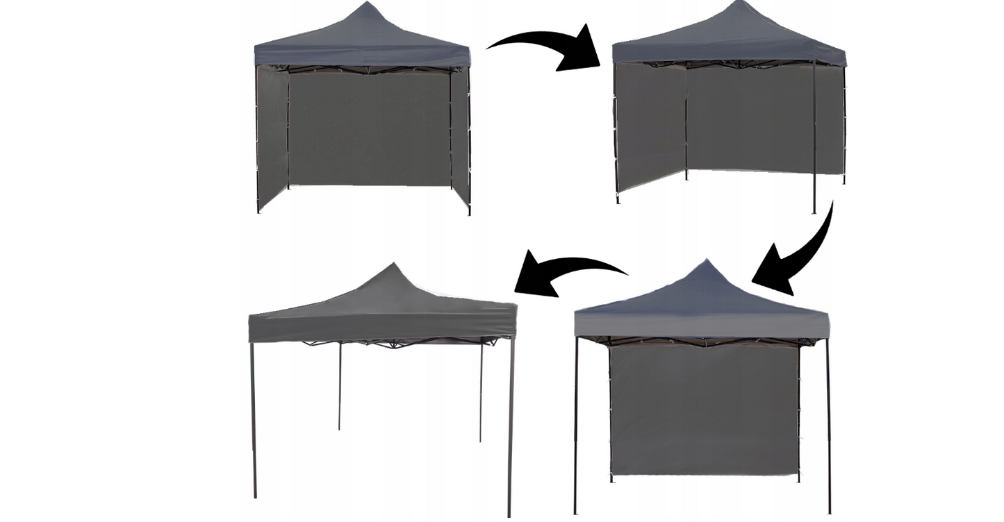 Cort pavilion cu 3 pereti, gri, 3 x 3 m, MalTec 112812