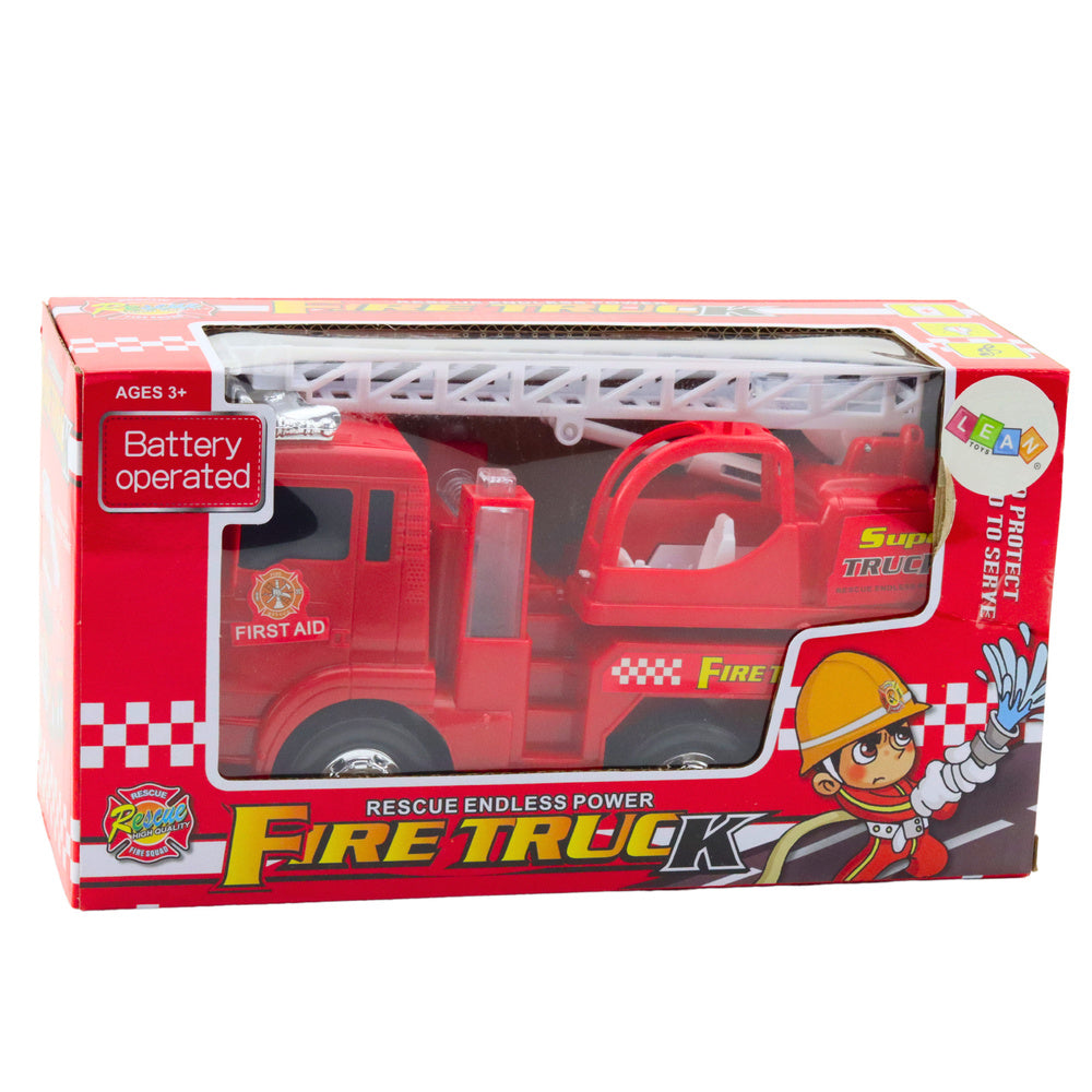 Masinuta pompieri cu scara mobila, lumini si sunete, rosu, 23.5 x 13 x 8.5 cm, Lean 24788
