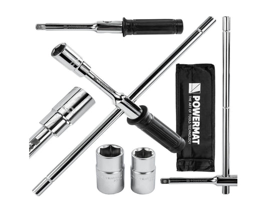 Cheie pliabila in cruce pentru roti PM-KLDK-400T, 1/2", chei tubulare incluse, Powermat PM1619