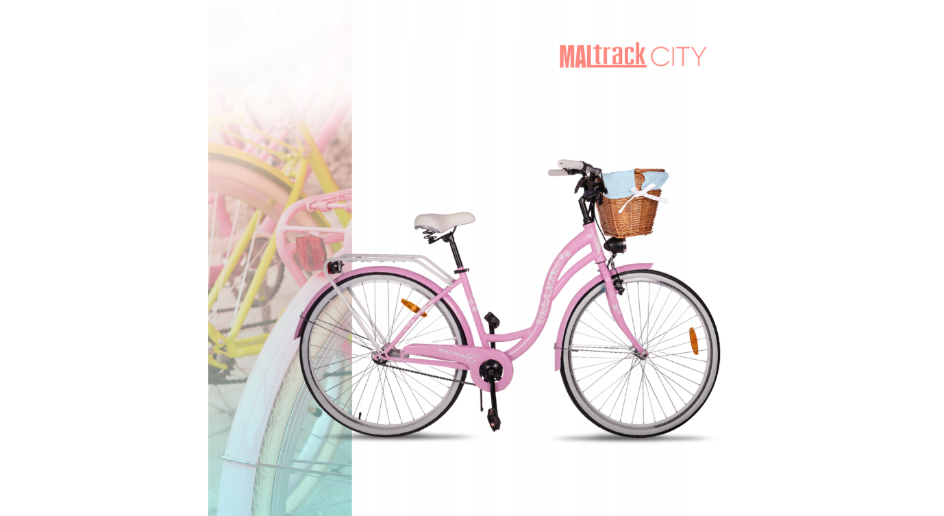 Bicicleta de oras pentru femei cu cos, diametru roata 28", diametru cadru 18", roz lapte, MalTrack 110675