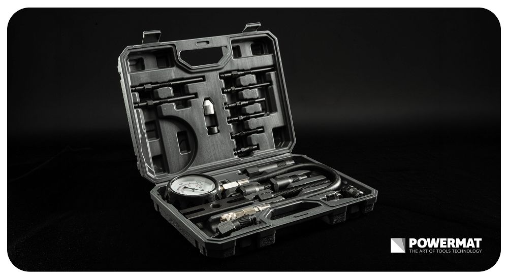 Tester compresie pentru motoare diesel PM-MCSD-16T, 16 piese, Powermat PM1524