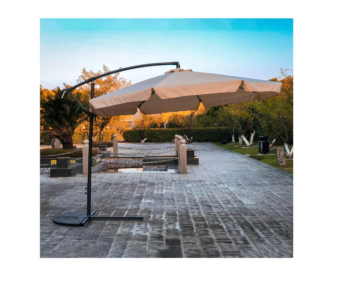Umbrela de gradina pliabila cu husa Sunwaal, 350 cm, bej, MalTec 112650