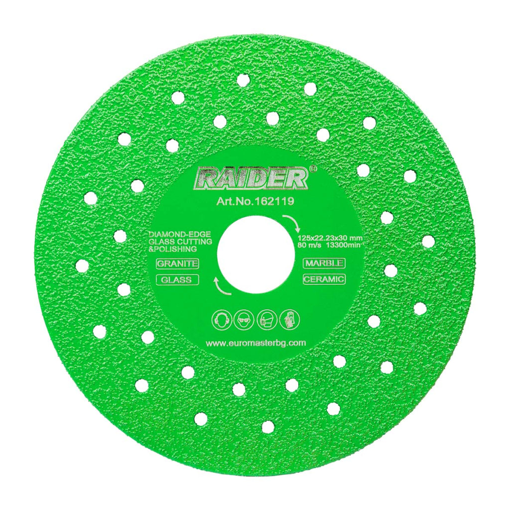 Disc diamantat pentru taiere sticla RD-G02, 125x22,23x30mm, Raider 162119