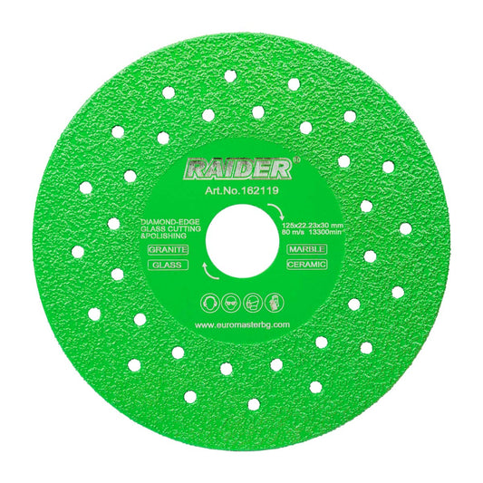 Disc diamantat pentru taiere sticla RD-G02, 125x22,23x30mm, Raider 162119