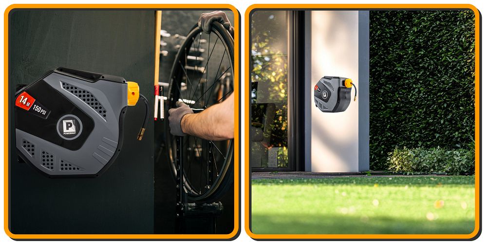 Tambur automat pentru furtun pneumatic PM-ABNW-14M, 14 m, Powermat PM1406