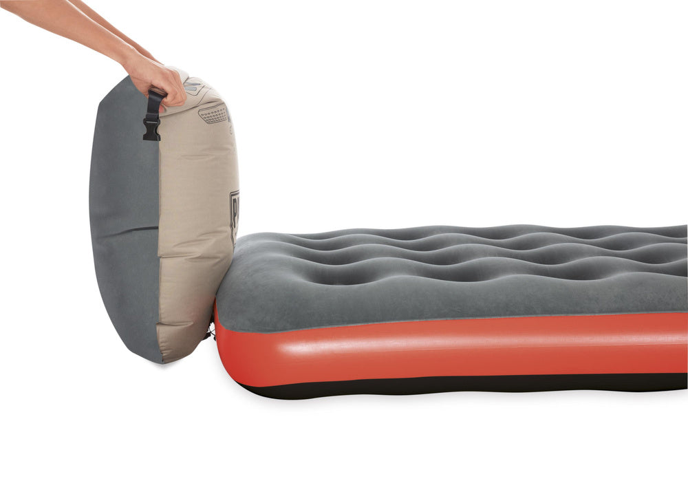 Saltea gonflabila Roll & Relax Queen, 203 x 152 x 22 cm, gri / rosu, Bestway 4322