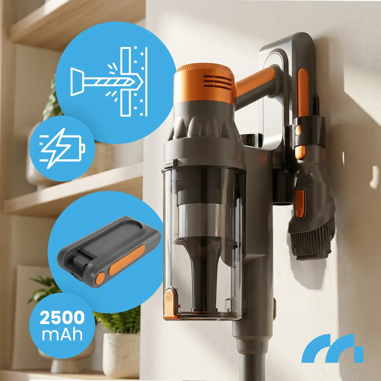 Aspirator vertical cu acumulator LED TURBOCYCLONE PRO4000 3 in 1, 500 W, MalTec TURBOCYCLONE 114103