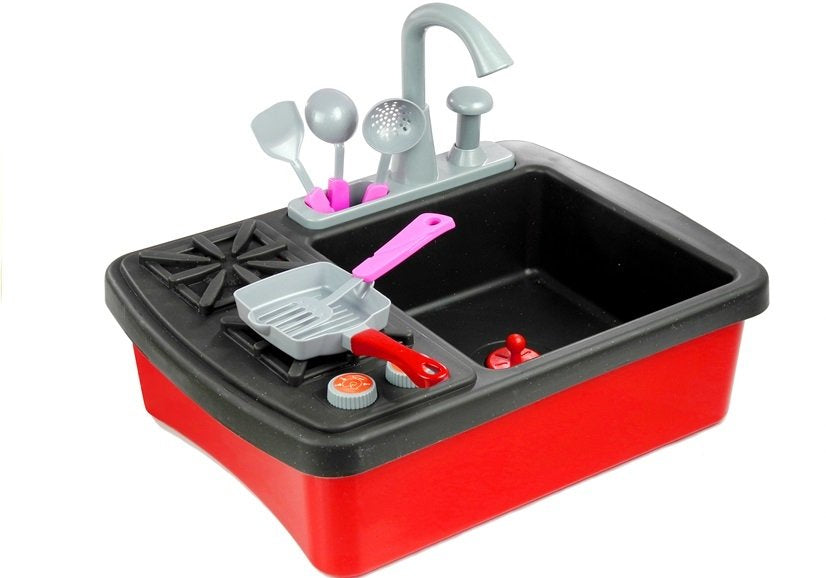 Chiuveta de jucarie cu accesorii, rosu, Lean 2584