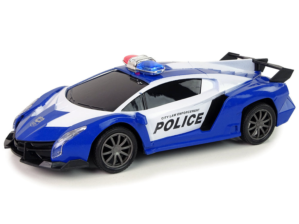 Set masinuta de politie cu telecomanda, albastru / alb / negru, Lean 12101