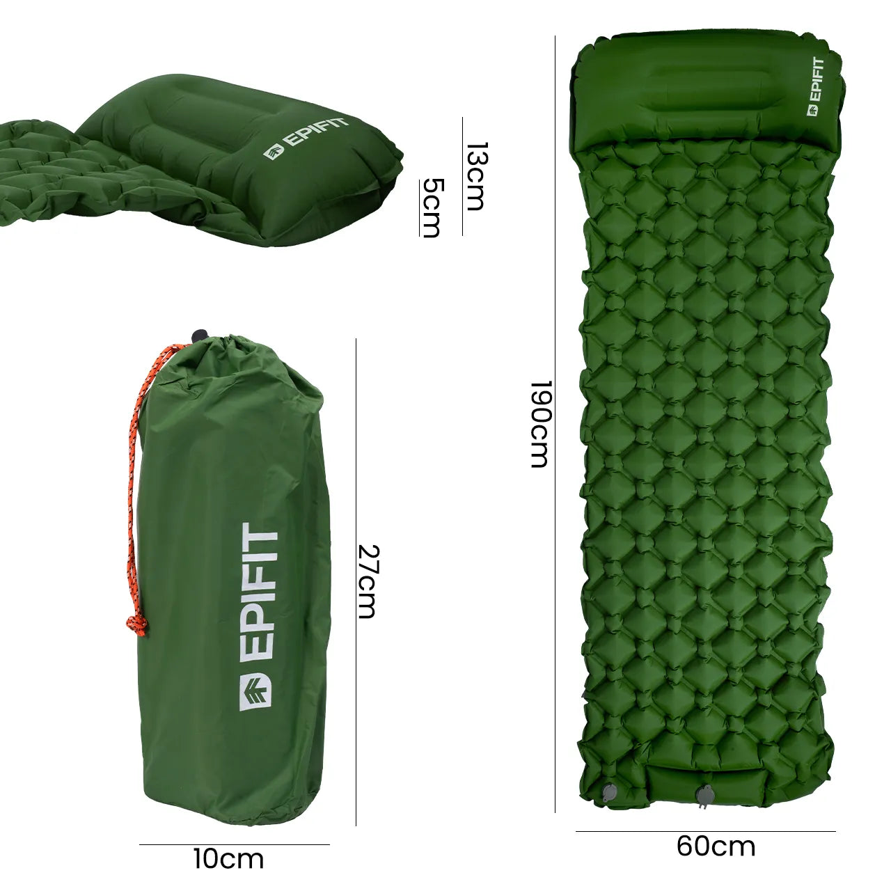 Saltea autogonflabila pentru camping, 190 x 60 cm, verde, MalTec 112759