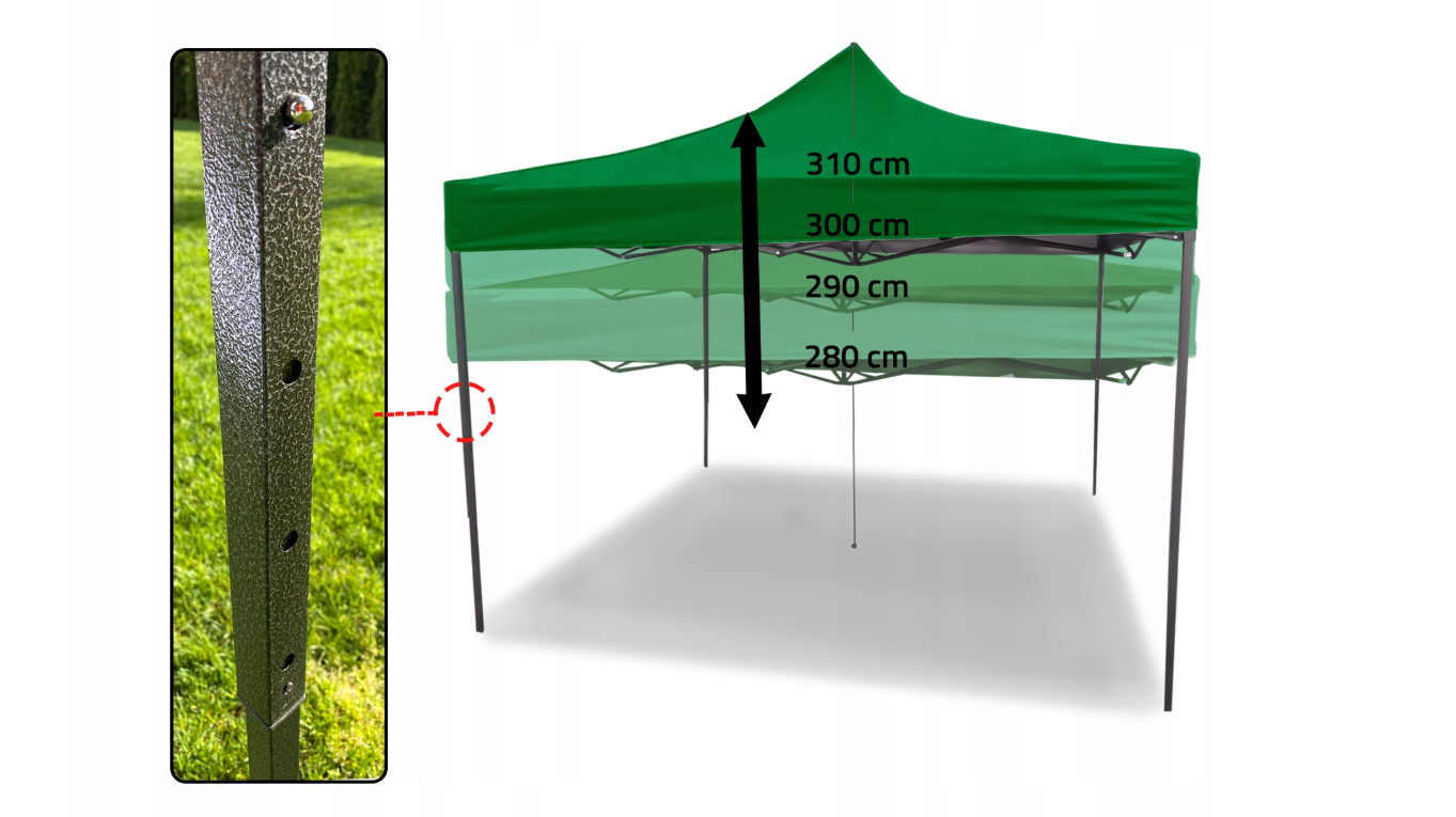 Cort pavilion cu 3 pereti, verde, 3 x 3 m, MalTec 112813