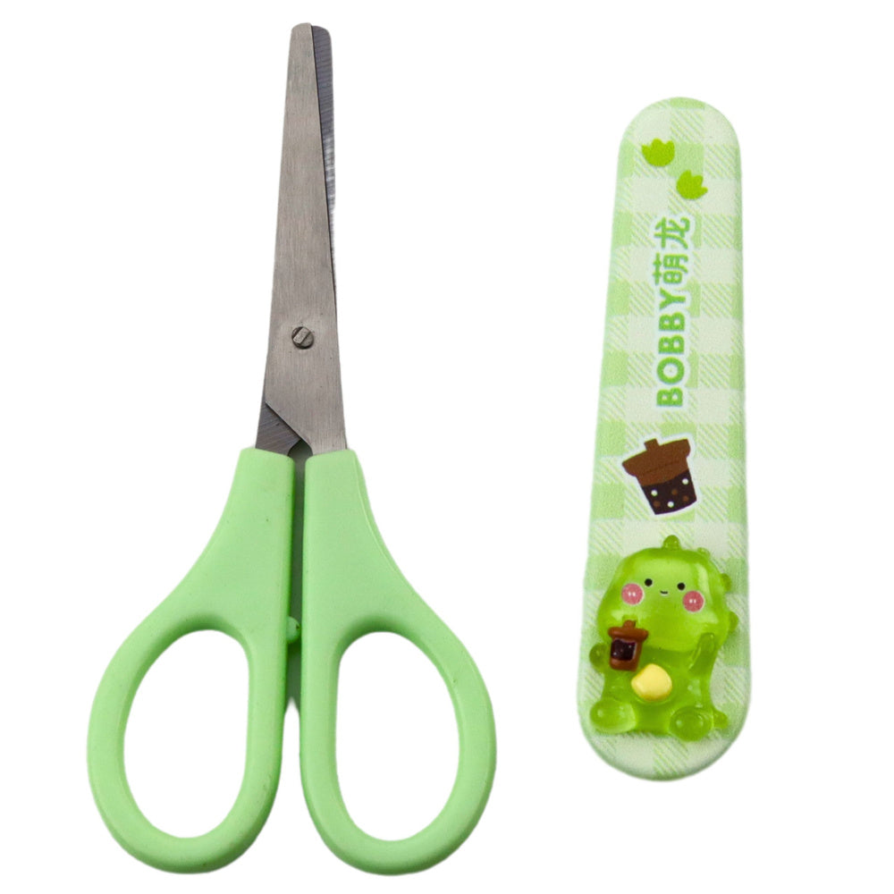 Foarfeca scolara pentru copii, verde, 14 cm, Lean 21781