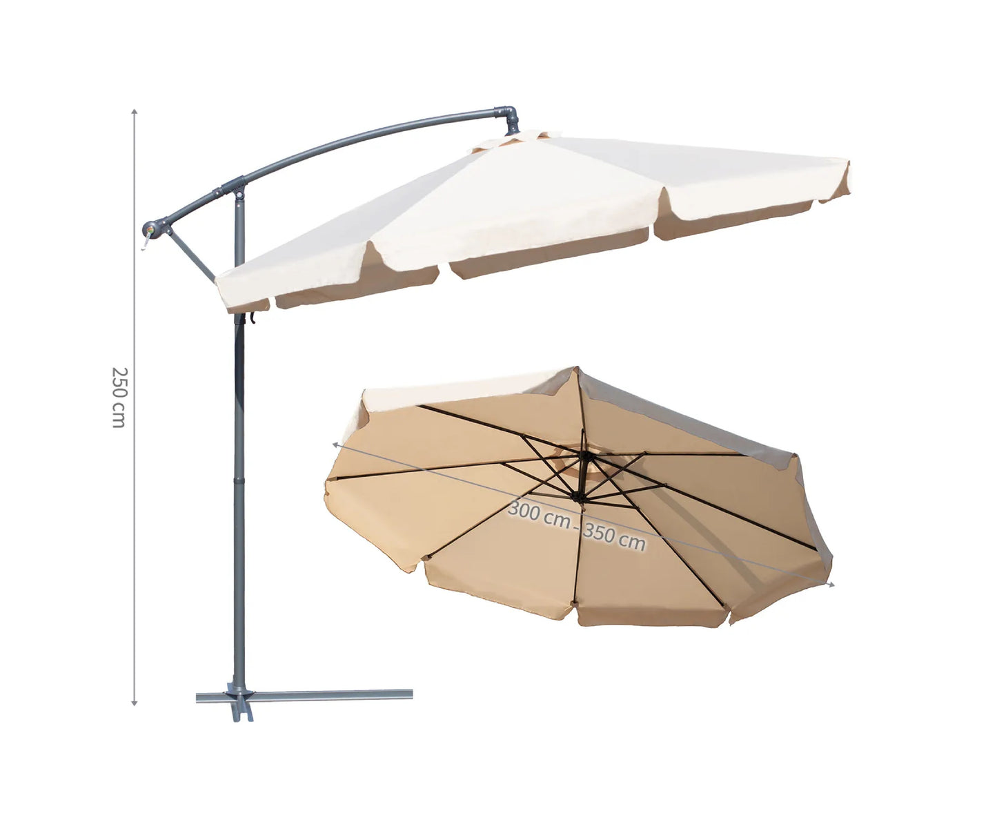 Umbrela de gradina pliabila cu husa Sunwaal, 350 cm, bej, MalTec 112650