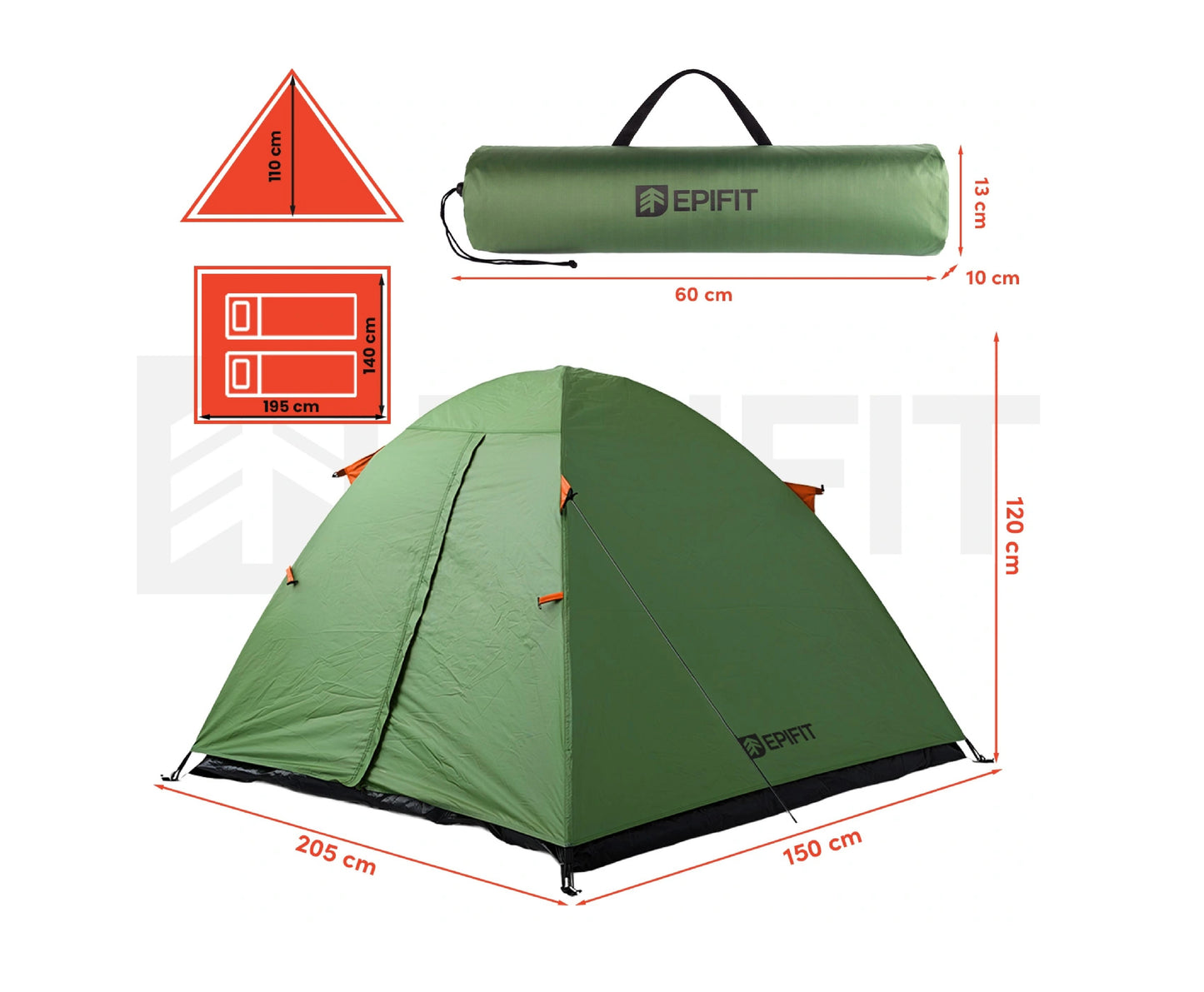 Cort impermeabil pentru 2 persoane Horizon 2.0, 205x150x120 cm, MalTec 114812