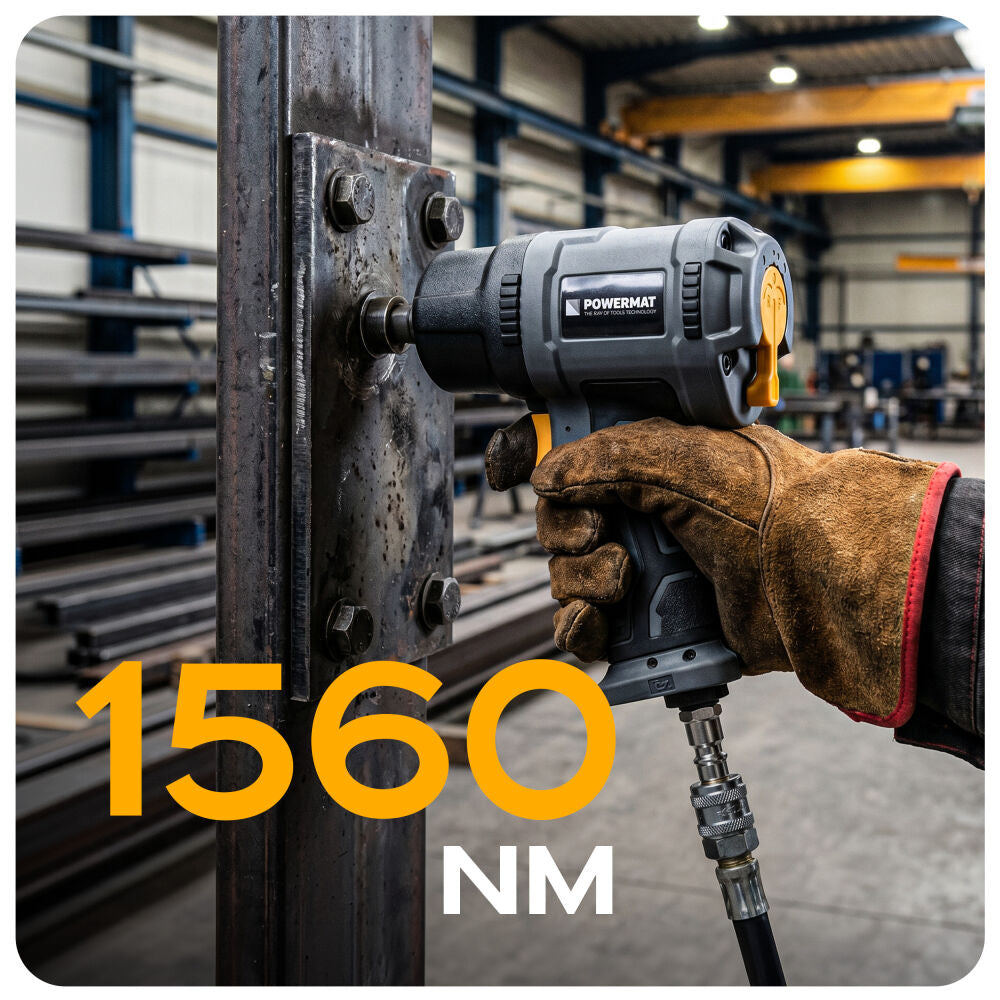 Cheie pneumatica PM-KPU-1560T, 1560 NM, 1/2", 8000 RPM,  MAX. 8 BAR, 115 L/MIN, Powermat PM1593