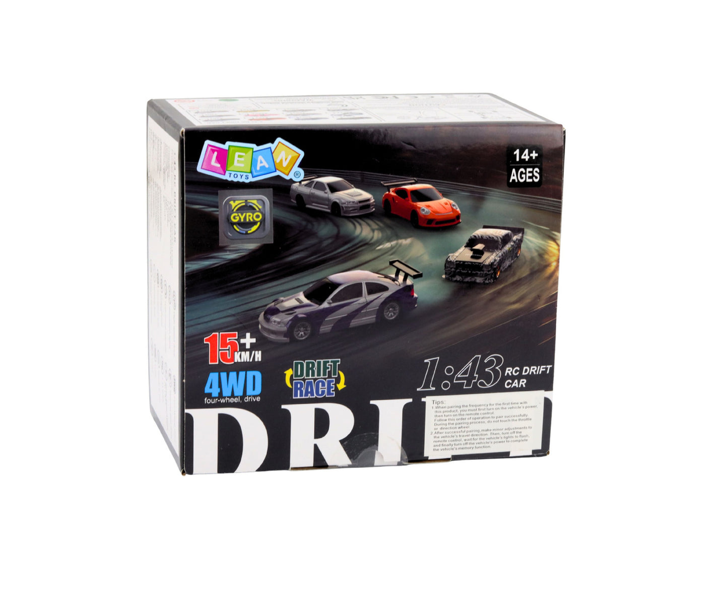 Masinuta cu telecomanda pentru drifturi RC 1:43 4WD 2.4GHz LED, negru, Lean 28020