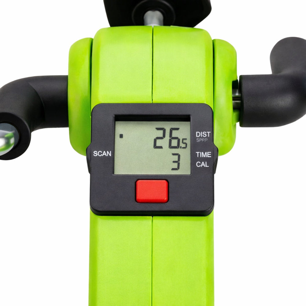 Bicicleta fitness 2 in 1 cu contracontor LED, verde, dimensiuni compacte, Lean 29308